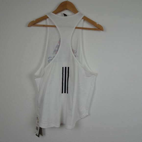 Adidas Tank Top Women's Medium White Work Out Exercise Loose Fit Flag American - Picture 4 of 7